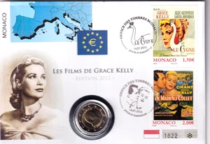 AV-VD Monaco 2015 2 Euro Albert II. Les Films de Grace Kelly als Numisbrief 1699 - Bild 1 von 2
