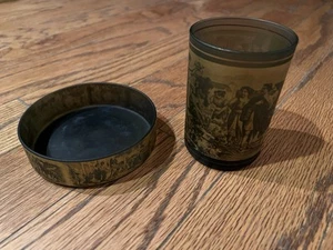 Glass Soap Dish And Drinking Glass-glass, Black/gold - Picture 1 of 2