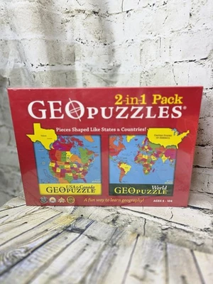 Geo Puzzle pacote com 2 em 1 peças dos EUA em forma de estados e países 2011 GEOtoys - Imagem 1 de 3