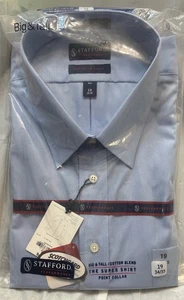 Stafford Hemd 19 34-35 Langarm Travel Performance Big Tall Blau Neu in OVP NEU - Bild 1 von 6