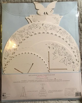 Event Maker Heavy Duty Cardboard 4 Tier Cupcake Stand Butterfly Design - Image 1 of 2