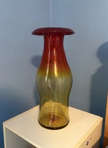 Vintage Blenko 6623 Amberina mundgeblasene Glasvase gedrechseltes Lippenkunstglas 14,5 Zoll - Bild 1 von 4
