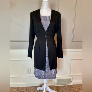 90s Vintage DBY Ltd. Faux 2 piece skirt set blazer jacket snakeskin 11 Clueless - Picture 1 of 5