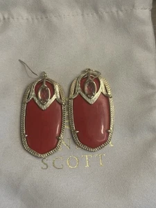 Kendra Scott Vintage Gold Darby Ohrringe Rot Art Deco Western Style Ohrhänger - Bild 1 von 3