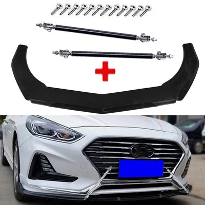 Front Bumper Lip Splitter Spoiler Glossy Black-Body Kit For Hyundai Sonata - Image 1 of 4