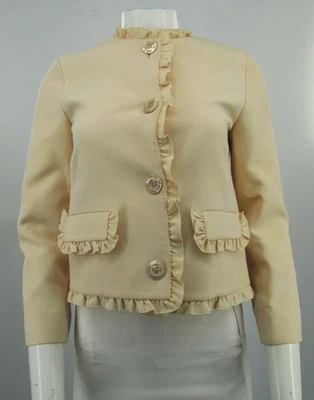 Gucci Ivory Wool/Silk Ruffle Trim Blazer sz 40 - Image 1 of 4
