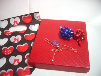 solid silver & RGP-Stunning genuine rubies &diamonds freindship Bracelet 5 to 8" - Image 1 of 4