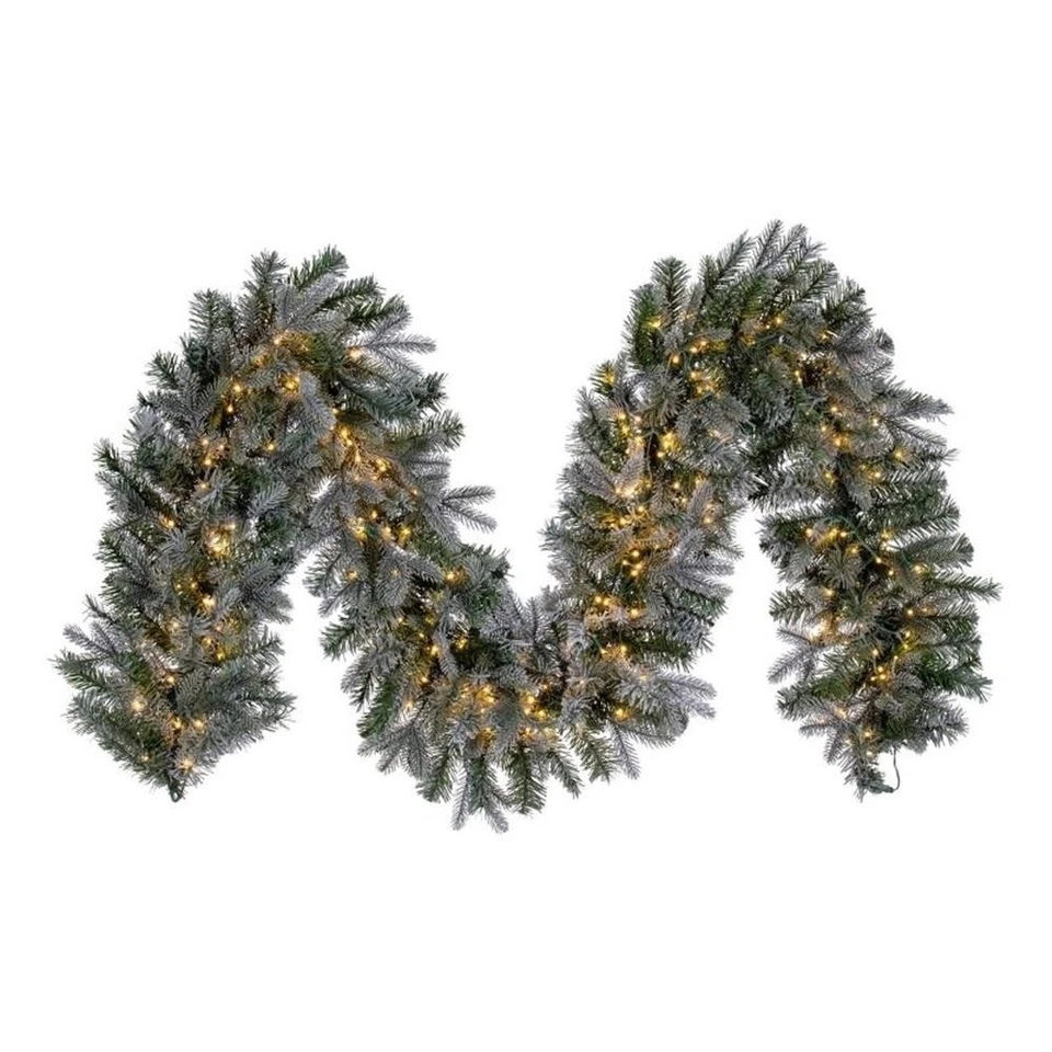 Матовая искусственная гирлянда из пихты Дугласа Vickerman 9 x 14 дюймов. Теплые белые светодиодные лампы - Изображение 1 из 1