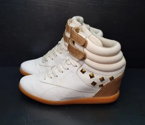 REEBOK SIZE 4.5UK EUR37.5 WOMENS WHITE MID HIDDEN WEDGE HEELED ANKLE BOOTS SHOES - Picture 1 of 24