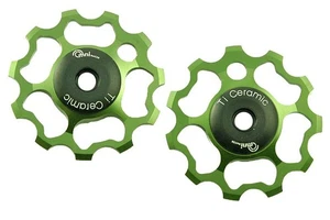 OMNI Racer Ti Ceramic Derailleur Pulleys 9/10/11 Dura Ace, Ultegra, XTR: GREEN - Picture 1 of 12