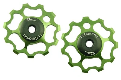 OMNI Racer Ti Ceramic Derailleur Pulleys 9/10/11 Dura Ace, Ultegra, XTR: GREEN - Image 1 of 4