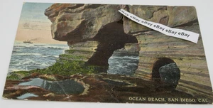 Ocean Beach Cliffs Postmarked 1912 San Diego California 4 x 6 Postcard - Picture 1 of 9