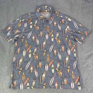 Polo Johnston & Murphy Para Hombres L Azul Playa Tabla de Surf Estampado Mezcla Modal Informal - Imagen 1 de 7