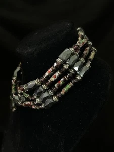 Magnetic Hematite Silver Cloisonné Beaded Convertible Wrap Necklace Bracelet 36 - Picture 1 of 7