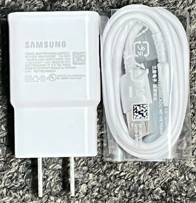 OEM SAMSUNG USB-A Charging Wall adapter EP-TA200 & Type-C Cable White - Image 1 of 3