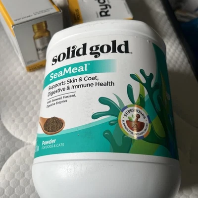 Piel y pelaje dorado sólido, suplemento de salud digestiva e inmune para perros y gatos; SeaMeal, Foto 1 de 4