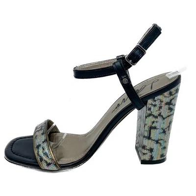 Lanvin Rainbow 全息粗跟金属踝裹身凉鞋 38.5 码 — 第 1/4 张图片