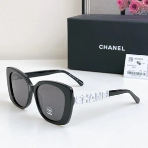 CHANEL Women Sunglasses Authentic CH5422 White Letters Logo Designer Gray Lens - Picture 1 of 9