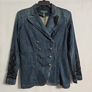 Vtg Lauren Jeans Company Ralph Lauren Denim Double Breasted Tapered Jacket - Picture 1 of 11