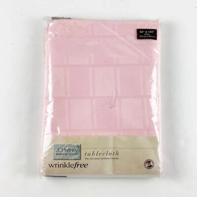 Pink Tea Rose Oval Tablecloth 60x104 JCPenny Home Collection VTG 90s USA - Image 1 of 4