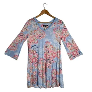 Ellen Tracy Women Size S 3/4 Bell Sleeve Tunic Short Sleepwear Dress Gown Lounge - Picture 1 of 9