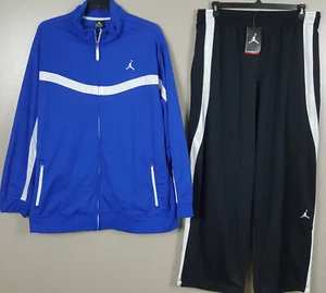CHAQUETA DE BALONCESTO NIKE AIR JORDAN TRAJE DE PISTA + PANTALONES AZUL REAL NEGRO (TALLA 3XL) - Imagen 1 de 12