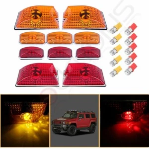 10x Amber/red Cab Marker roof Light w/5050 Bulbs for 03-09 Hummer H2 SUV - Picture 1 of 12