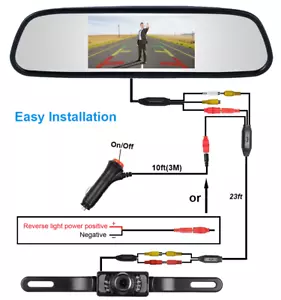12V 24V 4.3 inch TFT LCD Color HD Mirror + Wireless Car Reverse Rear View camera - Picture 1 of 14