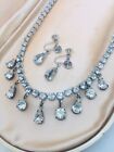Pear Round Rhinestone Dangle Necklace & Coro Signed Earrings Set (was $119.)