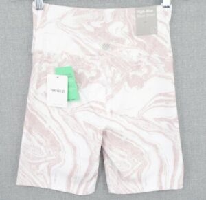 Women's Forever 21 High Rise Biker Shorts Leggings Extra Small XS Pink White NWT