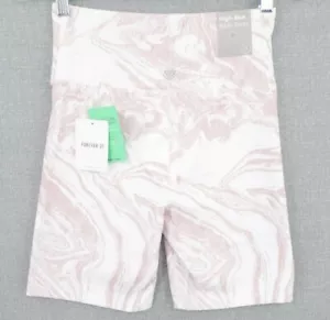 Women's Forever 21 High Rise Biker Shorts Leggings Extra Small XS Pink White NWT - Picture 1 of 9