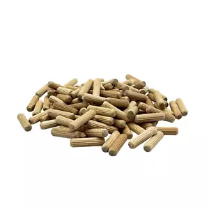 Rhino Wood - 1/4" x 1" - 100 PK Wooden Dowel Pins Kiln Dried, Fluted, Beveled - Picture 1 of 6