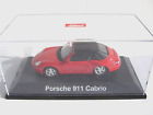 Porsche 911 Cabrio rouge , Schuco 1/43 , vitrine et carton