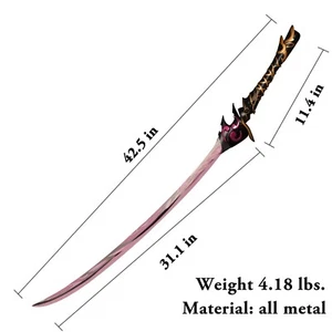 42.5" Japanese Samurai SwordKatana,CARBON Steel,Genshin Impact Beelzebul Raiden - Picture 1 of 12