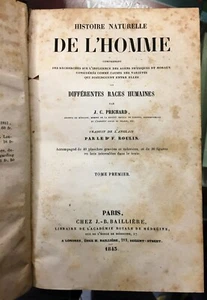 (Antropologia) J.C. Prichard- HISTOIRE NATURELLE DE L'HOMME- 2 VOL. -Paris 1843  - Imagen 1 de 3