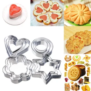 Heart/Round/Star/Clouds Cookie Cutter Biscuit Dough Icing Set Of 5 Pastry Shape - Picture 1 of 5