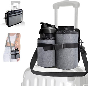 Luggage Travel Cup Holder with Shoulder Strap, Suitcase Drink Holder Attachment