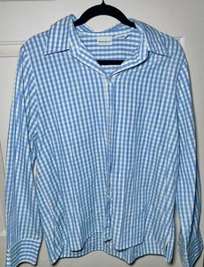 White Stag Button Up Shirt Women’s Medium M Blue White Gingham Check Long Sleeve - Picture 1 of 3