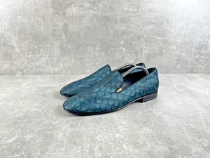Roberto Cavalli blaue Seidenhalbschuhe mit Pythonprägung Made in Italy Größe 42 - Bild 1 von 14