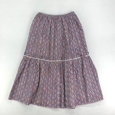 Falda midi vintage hecha a mano pradera para mujer S/M floral cachemira cottagecore roja Foto 1 de 4