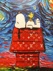 DEATH NYC "GERAHMT" Lithografie ltd. "Snoopy Woodstock chilling" 3D Siegel zert. - Picture 1 of 10