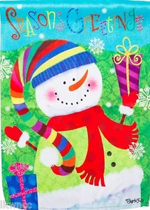 EVERGREEN SNOWMAN GARDEN SUBLIMATION SUEDE MINI FLAG with FREE SHIPPING - Picture 1 of 1