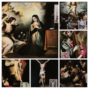 Spagna 1962 - Misteri del Rosario - serie completa 15 cartoline maximum - Foto 1 di 15