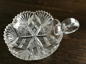 ABP Amer. Brill. Antike geschliffene Kristall Windel Glas Schale 5,5"x2" selten PQ verziert Hvy - Bild 1 von 5