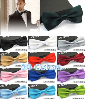 Men Classic Wedding Formal Necktie Satin Striped Bow Tie Bowknot Top Quality ♪ - Image 1 of 4