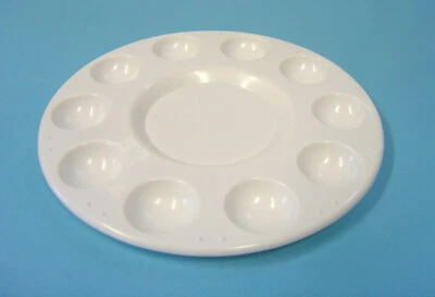 Artist 10 Well Circular Round Paint Mixing Palette Watercolour Acrylic Oil - Image 1 of 3