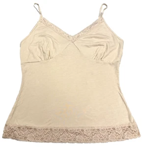 vintage 1990s / 90s - y2k 2000s Newport News babydoll beige camisole tank top L - Picture 1 of 10