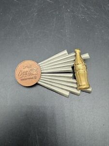 VINTAGE 1960's Coca Cola Coke Pin Pinback Bottle Gold Copper Tin  Pin