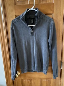 Structure Men's Quarter Zip Sweater Gray Medium Cotton Blend. B - Picture 1 of 3