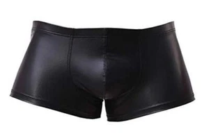 Mens Imitation Leather Underwear Sexs Boxer Briefs S-2XL Large Black - Picture 1 of 5